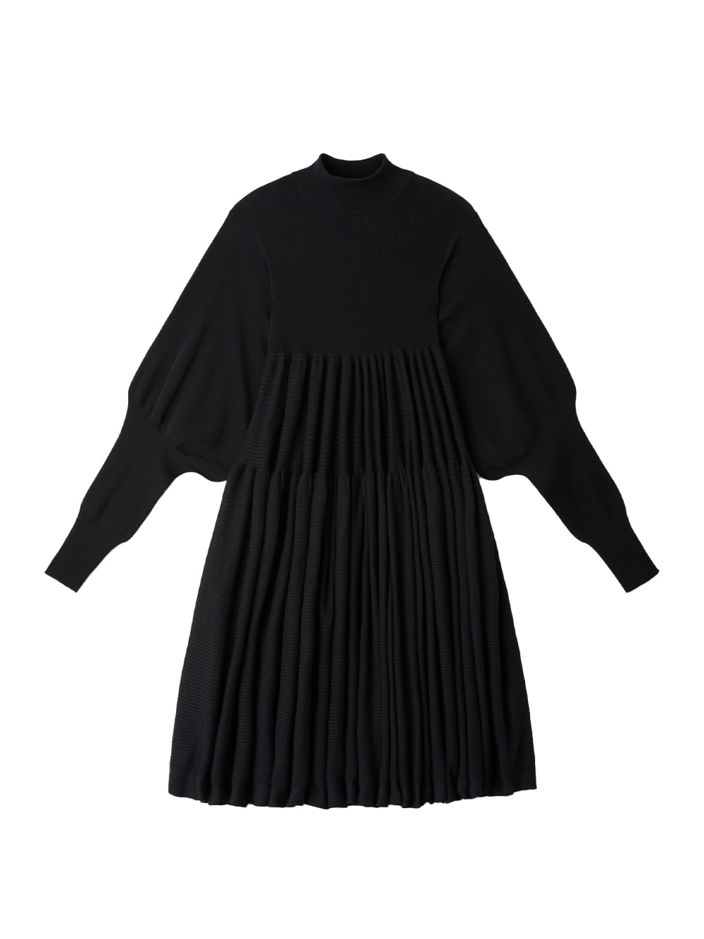 Cascades Long Sleeve Mini Dress (Black)