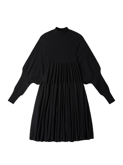 Cascades Long Sleeve Mini Dress (Black)