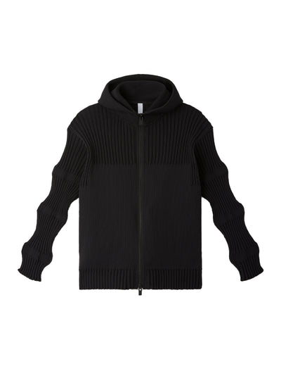 Fluted Hoodie Jacket (Black)