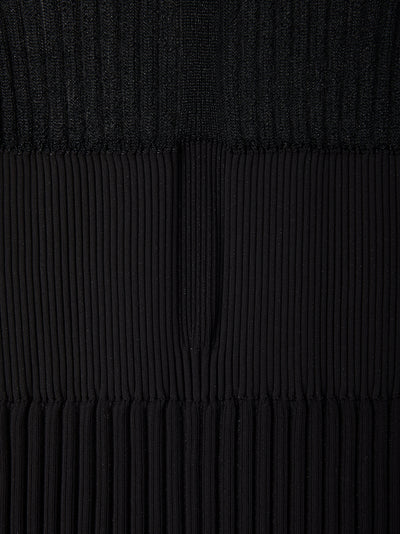 Fluted Lucent Glitter Marie Sleeve Top (Black-Black)
