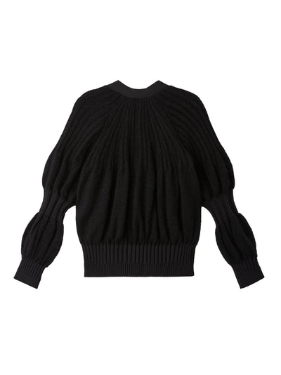 Fluted Mohair Cardigan (Black)