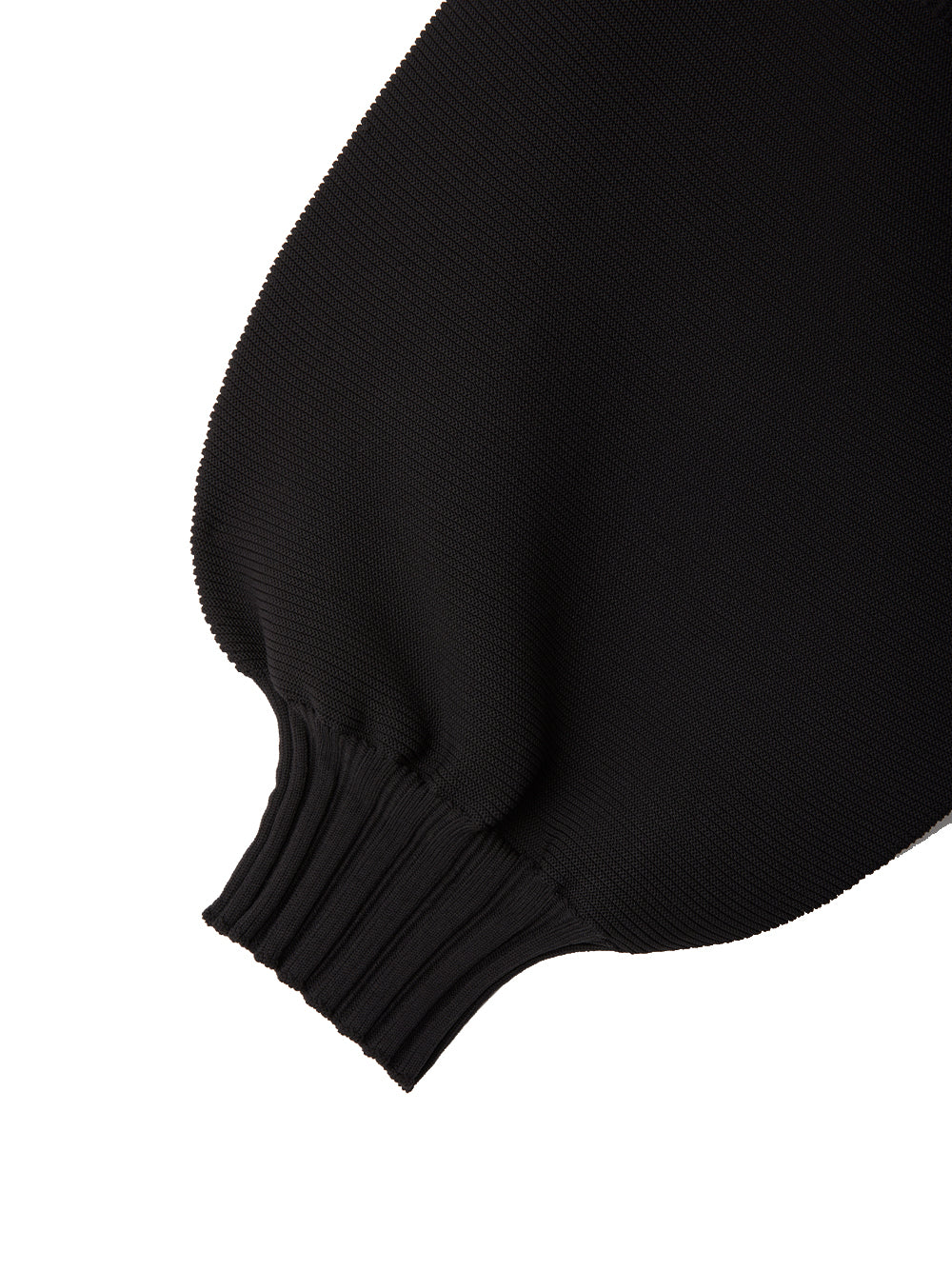 Fluted Short Puff Sleeve Cropped Top (Black)