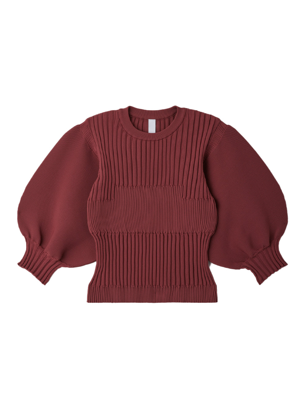 Fluted Short Puff Sleeve Cropped Top (Blush Red)