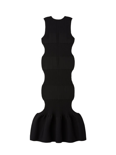 Fluted Sleeveless Mermaid Dress (Black)