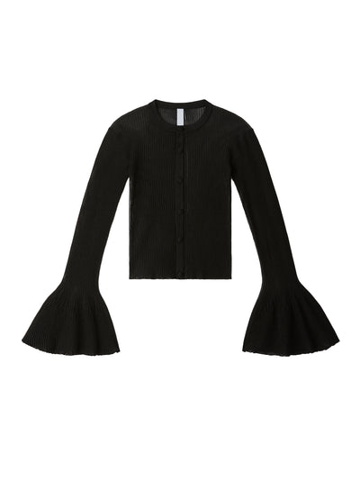 Hypha Lucent Bell Sleeve Cardigan (Black)