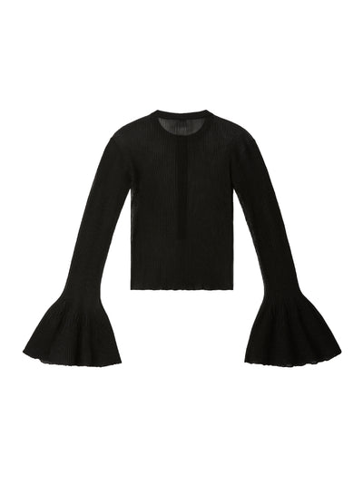 Hypha Lucent Bell Sleeve Cardigan (Black)