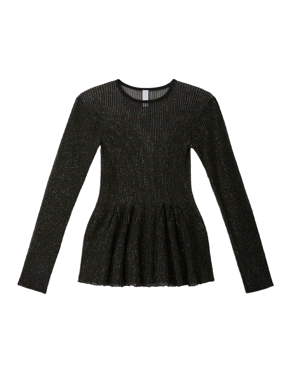 Hypha Lucent Glitter Long Sleeve Flare Top (Black-Multi)