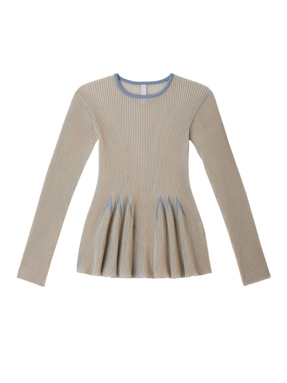 Hypha Lucent Long Sleeve Flare Top (Robin Egg Blue-Bisque Beige)