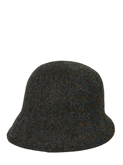 Mesh Knit Glitter Asymmetric Hat (Black-Multi)