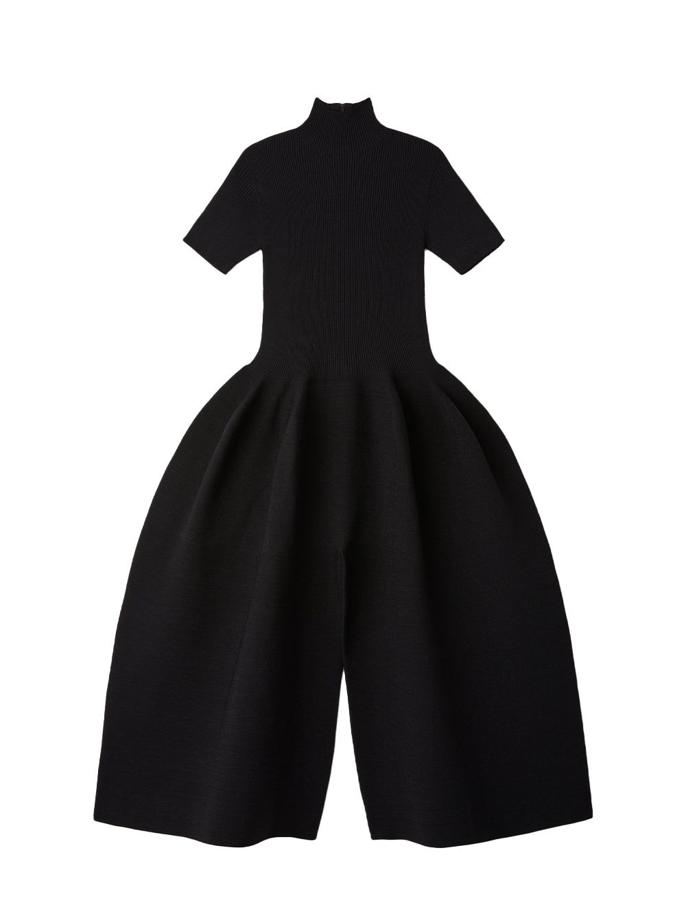 Pottery Glitter Mockneck Short Sleeve Jumpsuit (Black-Black)