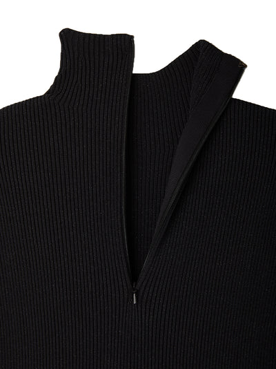 Pottery Glitter Mockneck Short Sleeve Jumpsuit (Black-Black)