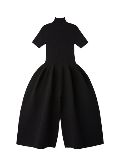 Pottery Glitter Mockneck Short Sleeve Jumpsuit (Black-Black)