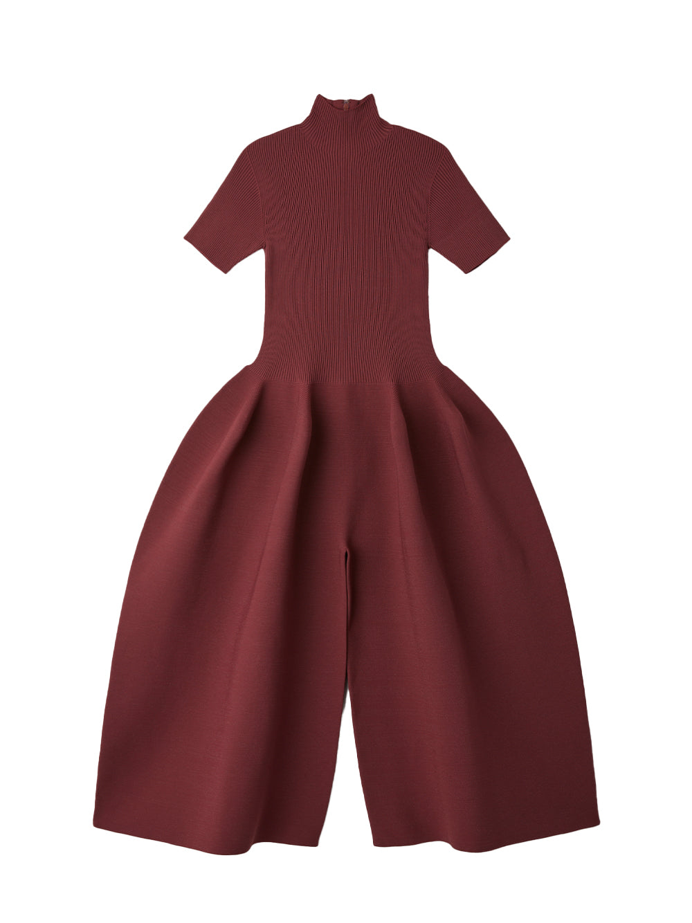 Pottery Glitter Mockneck Short Sleeve Jumpsuit (Blush Red-Blush Red)