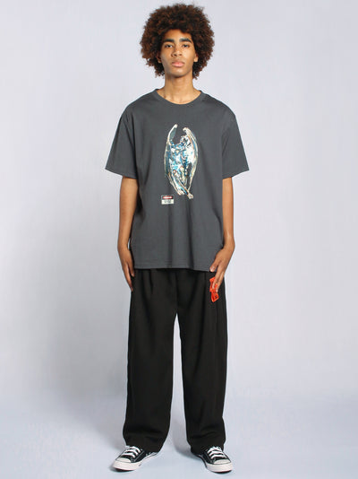 Warning (Relaxed Fit-Tee) (Charcoal)