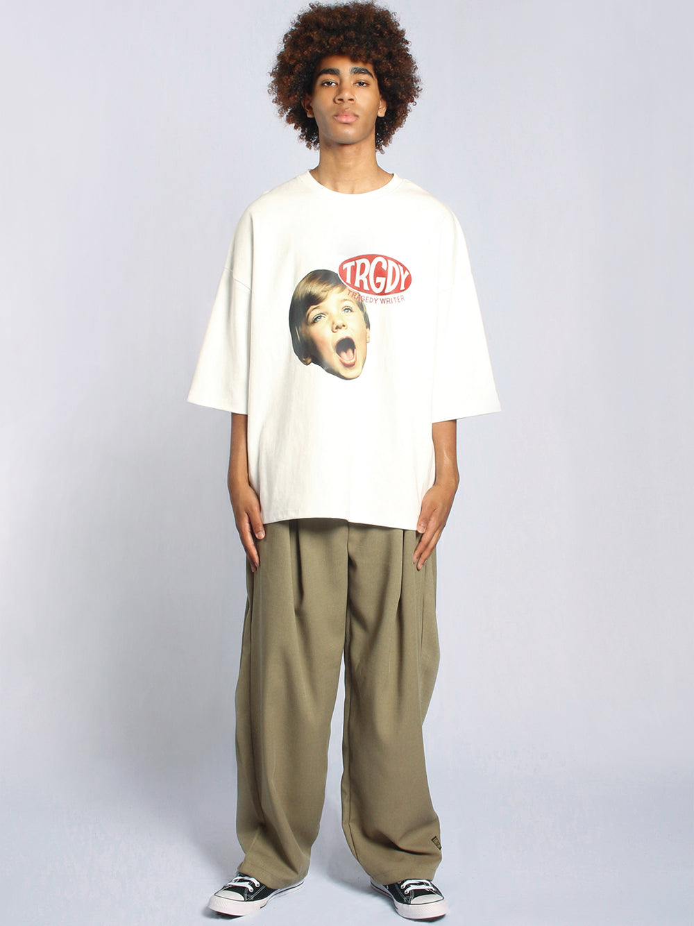 Tragedy Writer (Oversized Tee - Interlock) (White)