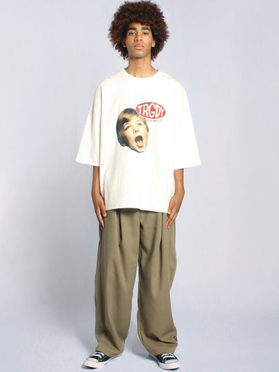 Tragedy Writer (Oversized Tee - Interlock) (White)