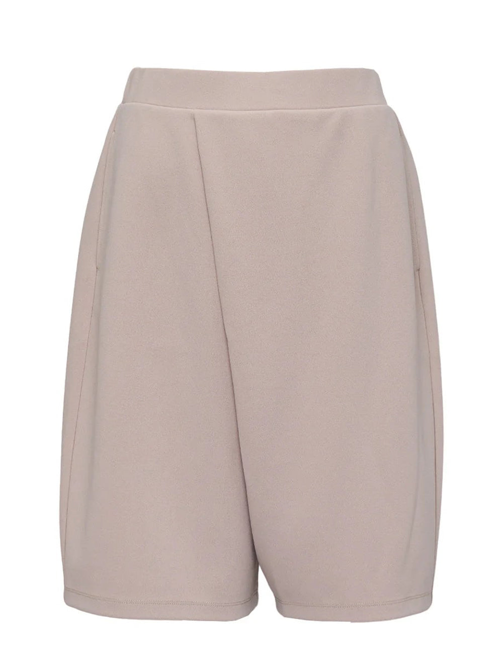 Cool Touch UV Poly Knit Crepe Bubble Bermudas (Latte)