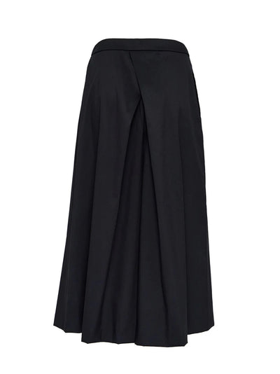 Cotton Poly Stretch Wide Culotte (Black)