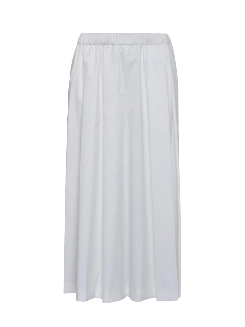 Cotton Poly Stretch Wide Culotte (Polished White)