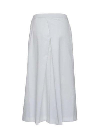Cotton Poly Stretch Wide Culotte (Polished White)
