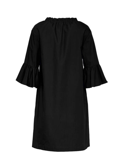 Peach Cotton Poplin Frill Dress (Black)