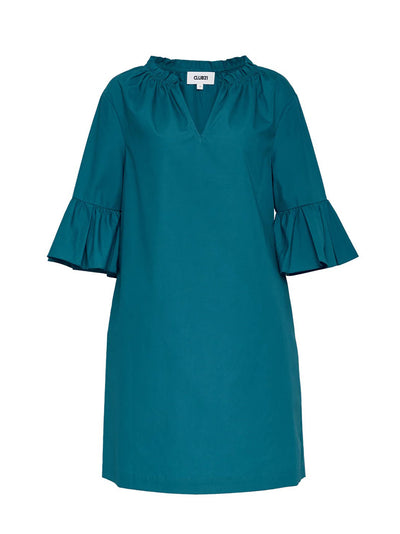 Peach Cotton Poplin Frill Dress (Peacock)