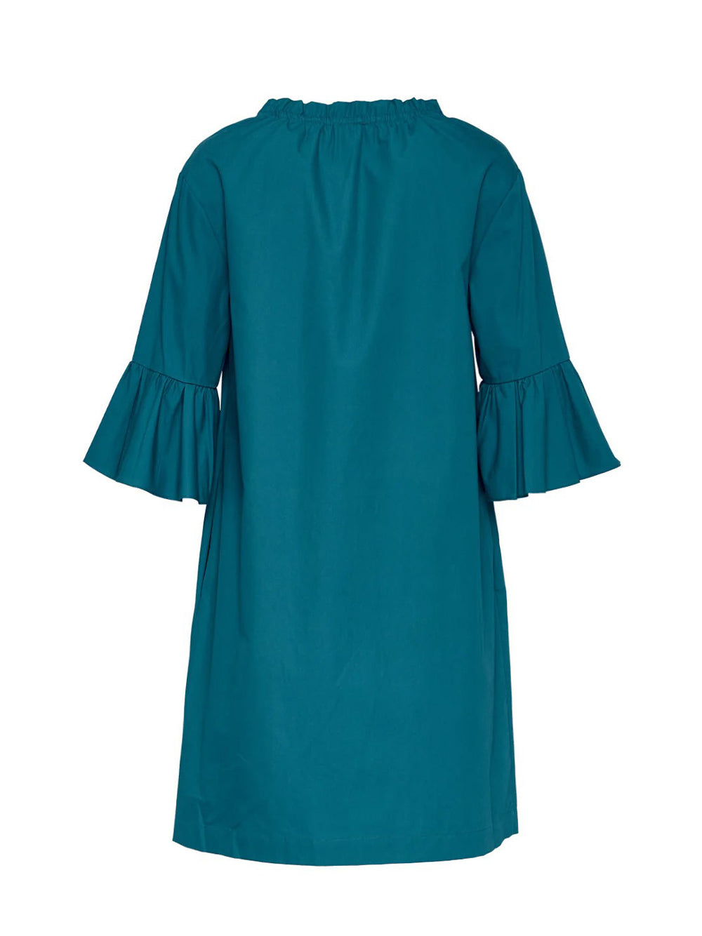 Peach Cotton Poplin Frill Dress (Peacock)