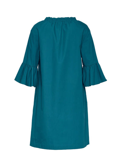 Peach Cotton Poplin Frill Dress (Peacock)