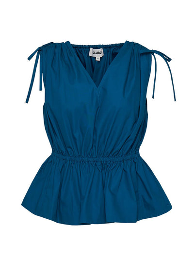 Peach Cotton Poplin Gathered Top (Peacock)