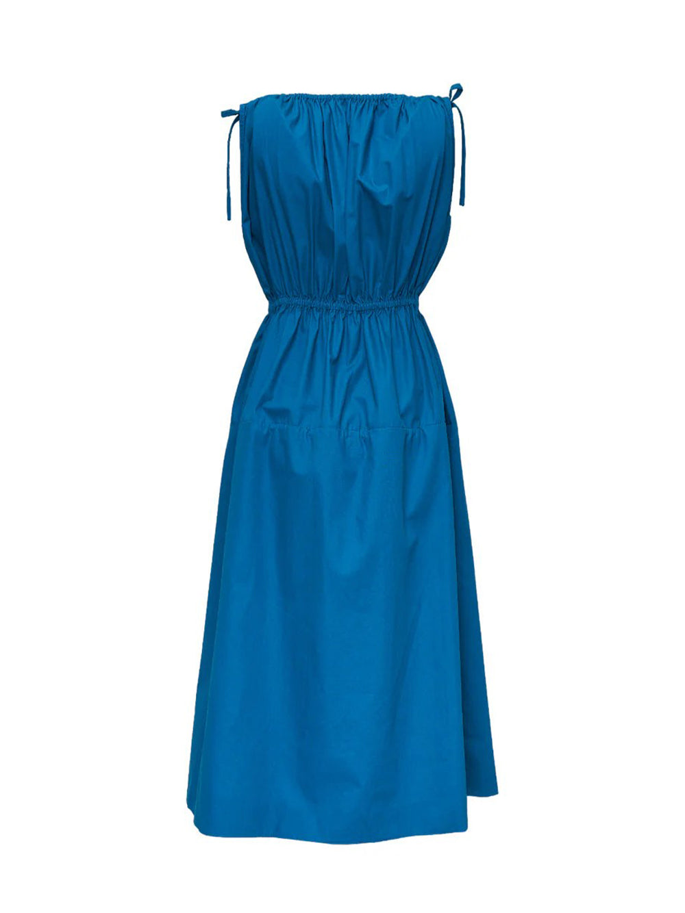 Peach Cotton Poplin Sleeveless Gathered Dress (Peacock)