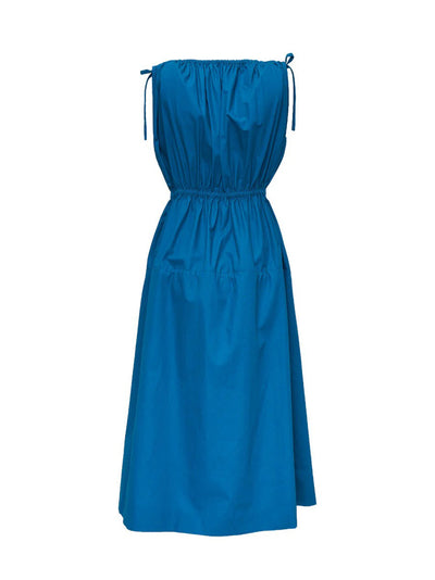 Peach Cotton Poplin Sleeveless Gathered Dress (Peacock)