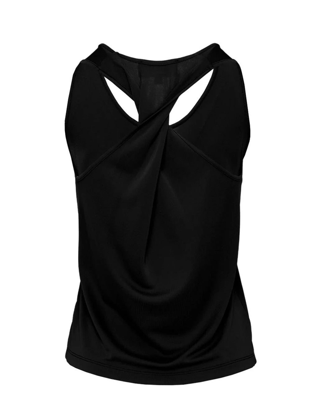 Poly Crepe Twist-Back Tank (Black)