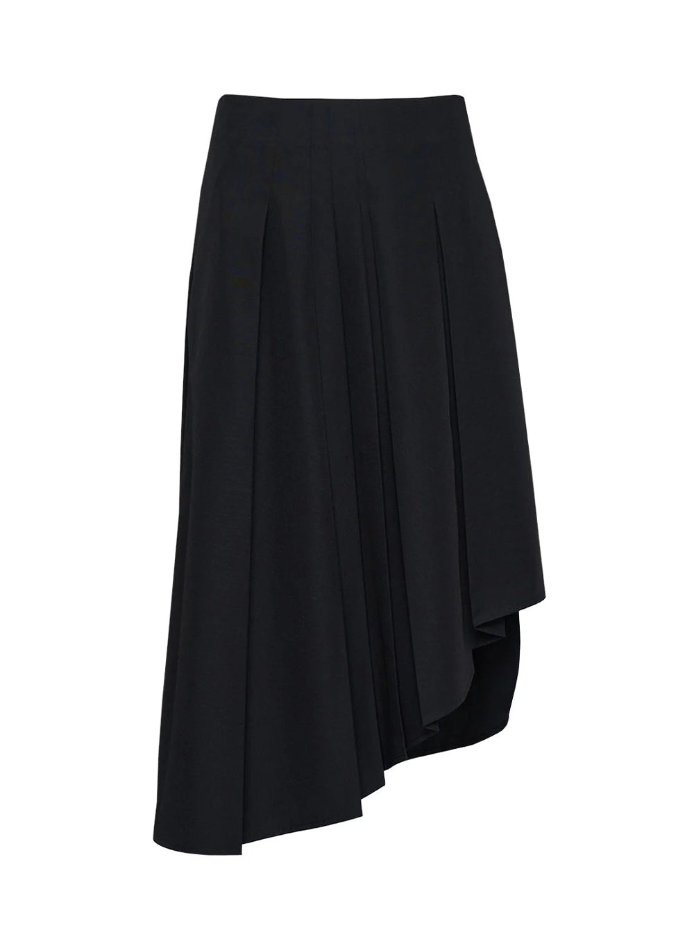 Poly Wool Taffeta Asymmetric Skirt (Black)
