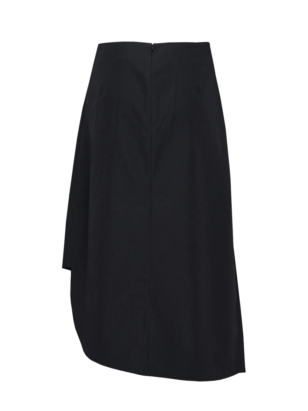Poly Wool Taffeta Asymmetric Skirt (Black)