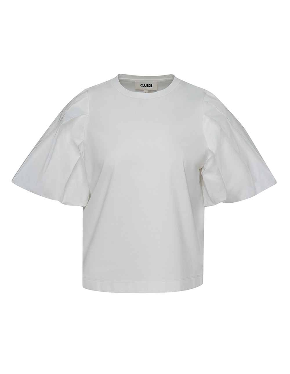 Sheen Cotton Interlock With Silky Parachute Bubble Tee (Polished White)