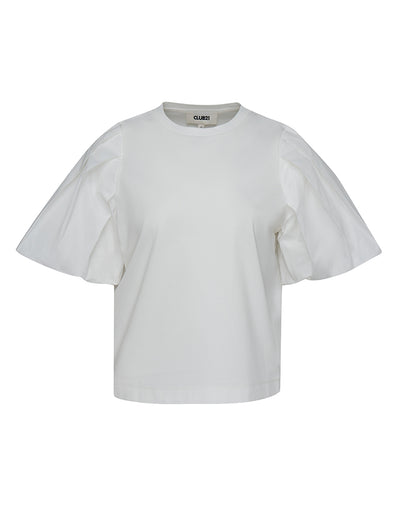 Sheen Cotton Interlock With Silky Parachute Bubble Tee (Polished White)