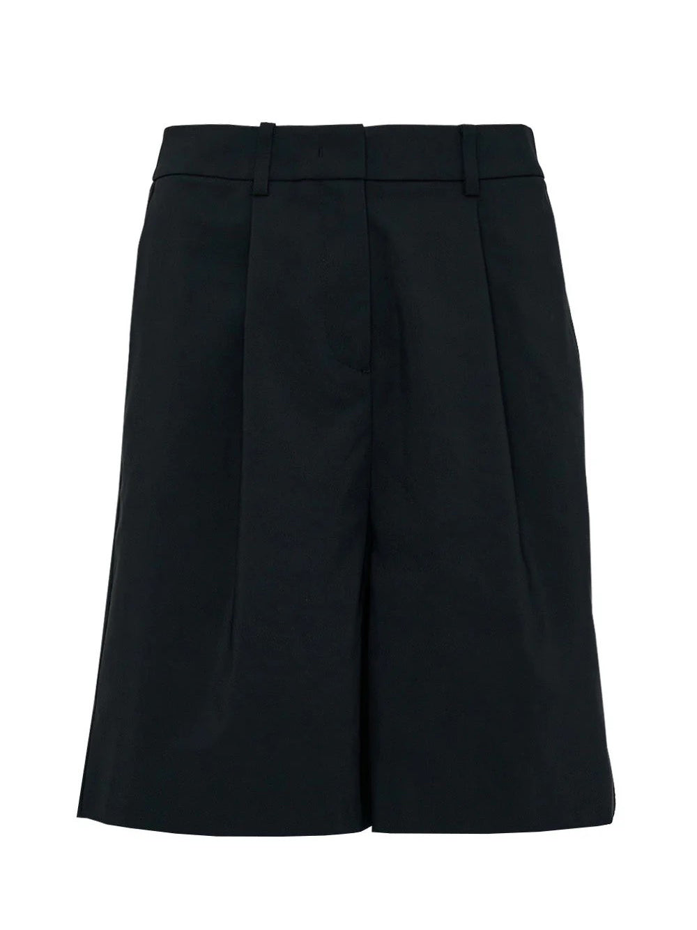 Sheen Poly Tailored Knee Length Shorts (Black)