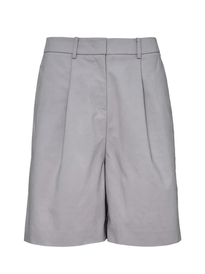 Sheen Poly Tailored Knee Length Shorts (Silver)