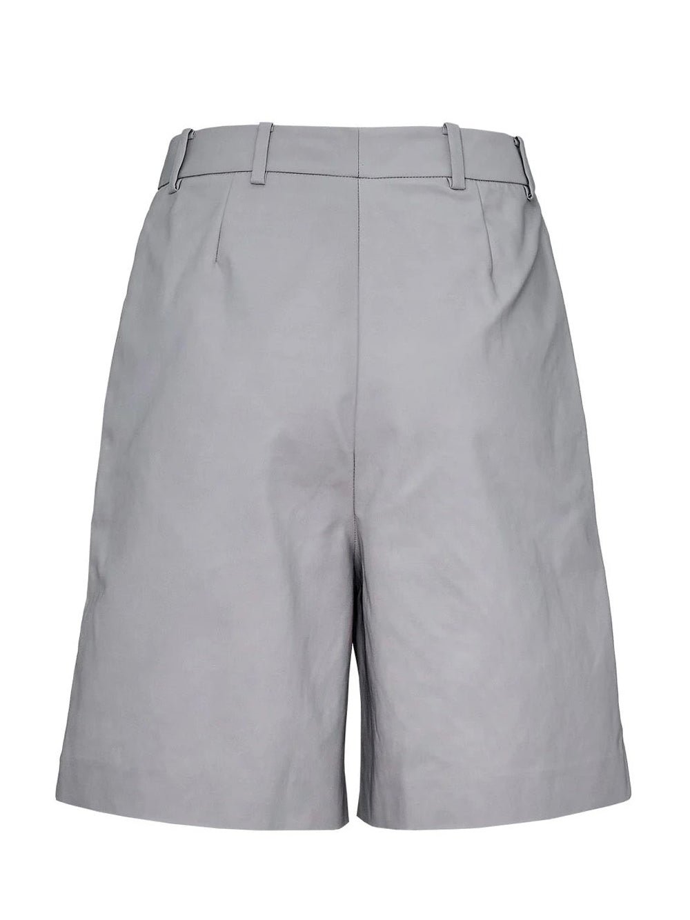 Sheen Poly Tailored Knee Length Shorts (Silver)