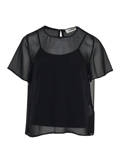 Sheer Viscose Silk Georgette Top (Black)