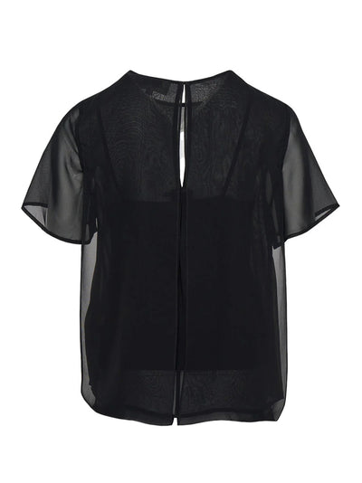 Sheer Viscose Silk Georgette Top (Black)