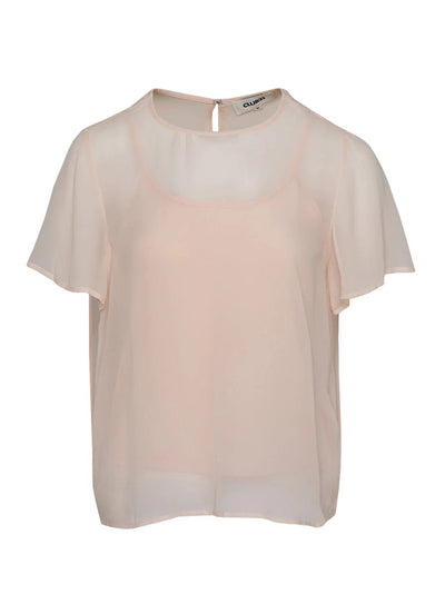 Sheer Viscose Silk Georgette Top (Blush)