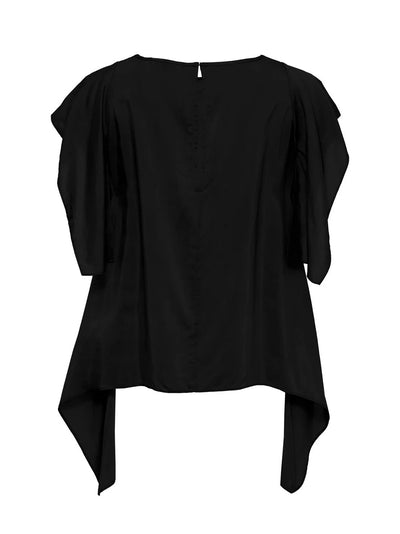 Silky Viscose Tencel Drape Top (Black)