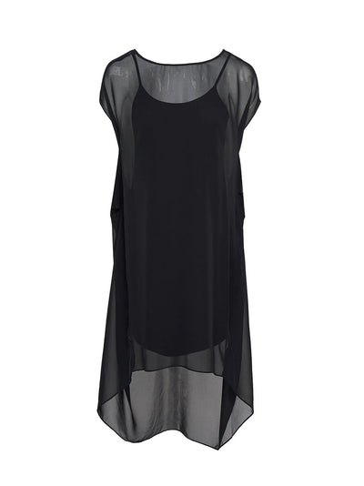 Viscose Silk Drape Dress (Black)