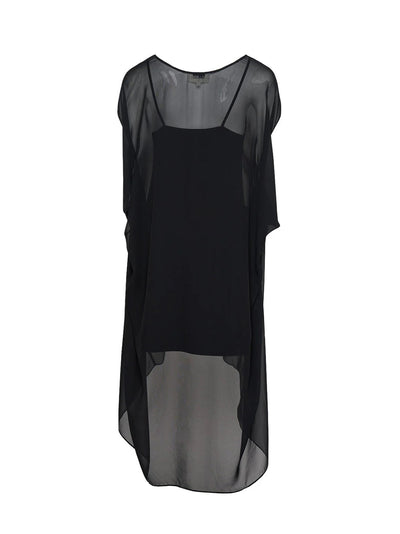 Viscose Silk Drape Dress (Black)