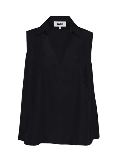 Viscose Tencel Twill Fluid Bias Top (Black)