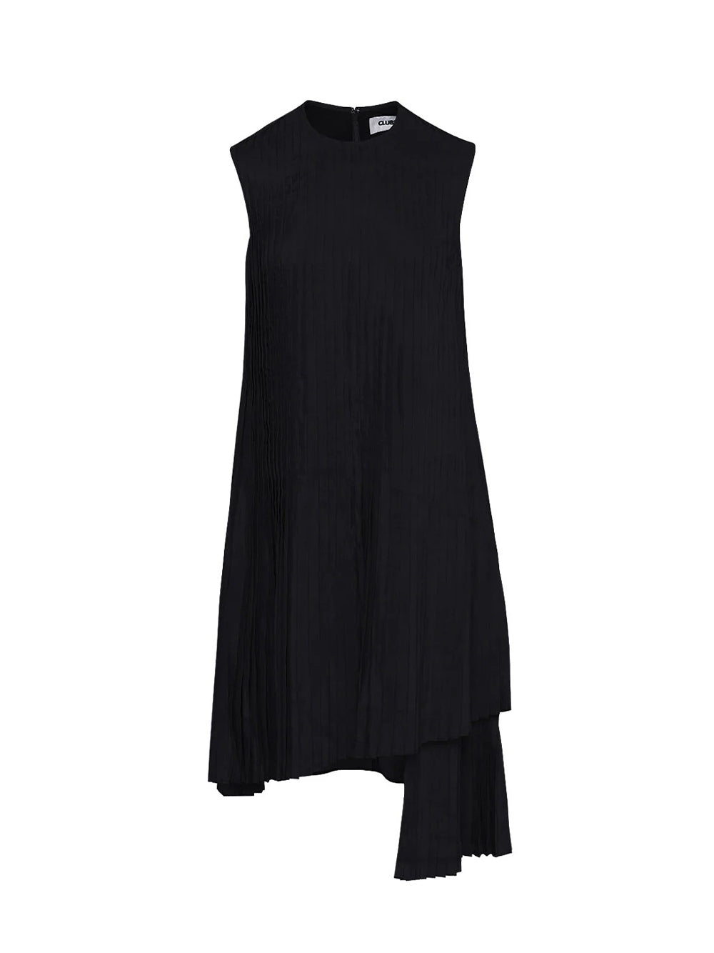 Viscose Tencel Twill Front-Pleated Dress (Black)