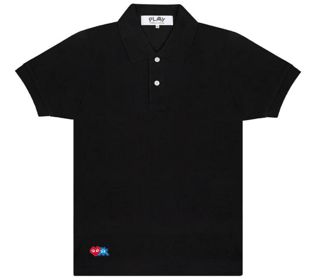 COMME-des-GARCONS-PLAY-PLAY-X-THE-ARTIST-INVADER-Men-Polo-Shirt-Black-1