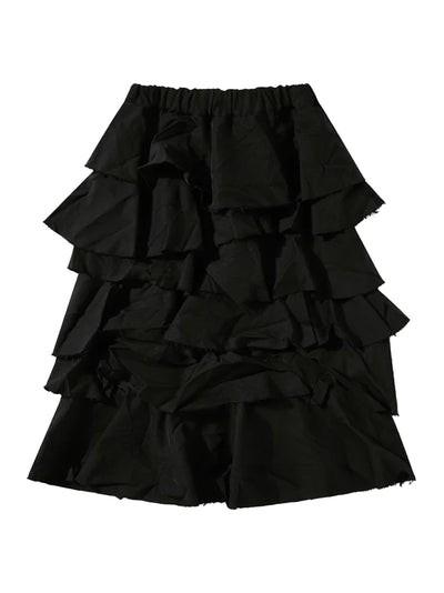 Panelled Split Side Seam Skirt (Black)