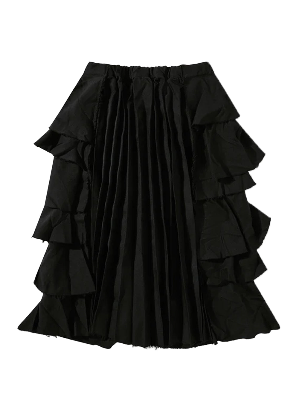 Panelled Split Side Seam Skirt (Black)